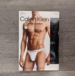 Calvin Klein 3 Men's Cotton Stretch Jock Straps Black  X-Large 40-42  NB2623